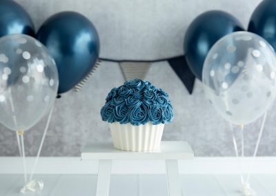 Cake-smash basic setting: grijs/zilver + donker blauw